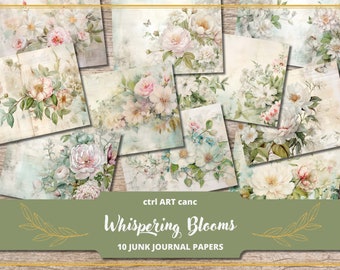 Floral Junk Journal Kit: Printable Scrapbook Paper (Digital Kit)