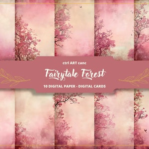 Fairytale Forest Digital Paper, Whimsical Pink Paper, Pink Journal Paper, Old Paper, Letter Paper, Scrapbooking, Collage, Junk Journal