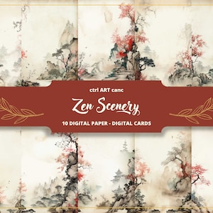Japanische Wand Kunst Japanische druckbare Landschaft Zen Bild für Wand Japanische Dekoration Kunst Geschenk Japanische Wandkunst für Joga Dojo Kunst
