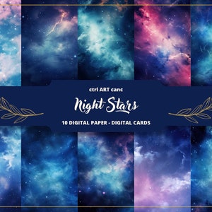 Nachtelijke hemel digitaal papier afdrukbaar sterrenpapier Galaxy afdrukbaar Nebula digitaal downloadpapier afdrukbaar nachthemelpapier Digitale nachtafdruk