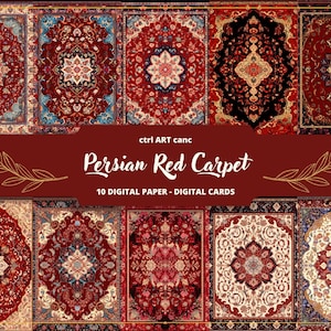 Tapis rouge persan imprimable, papier numérique persan, kit de journal indésirable, pages de journal intime, scrapbooking, fournitures pour journal indésirable, éphémère