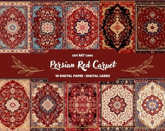 Persian Red Carpet Printable, Persian Digital Paper, Junk Journal Kit, Journal Pages, Scrapbooking, Junk Journal Supplies, Ephemera