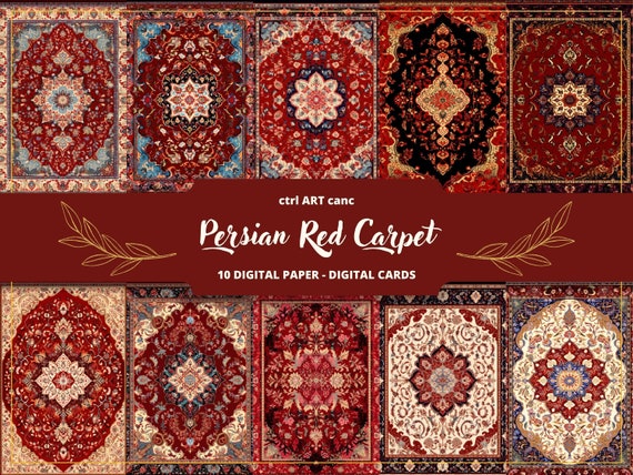 Persian Red Carpet Digital Paper: Junk Journal Kit (Digital Download)