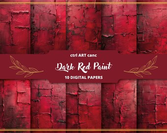Dark Red Paint Texture Digital Paper: Abstract Art (Digital Kit)