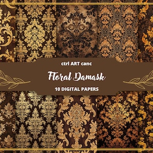 Marrom damasco papel digital damasco papel para impressão padrão damasco fundo damasco textura damasco decoração diário kit scrapbook kit