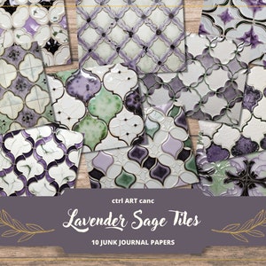 Purple Tiles Junk Journal Kit Scrapbook Paper Printable Paper Digital Journal Scrapbook Kit Printable Ceramic Tiles Printable Mosaic Decor