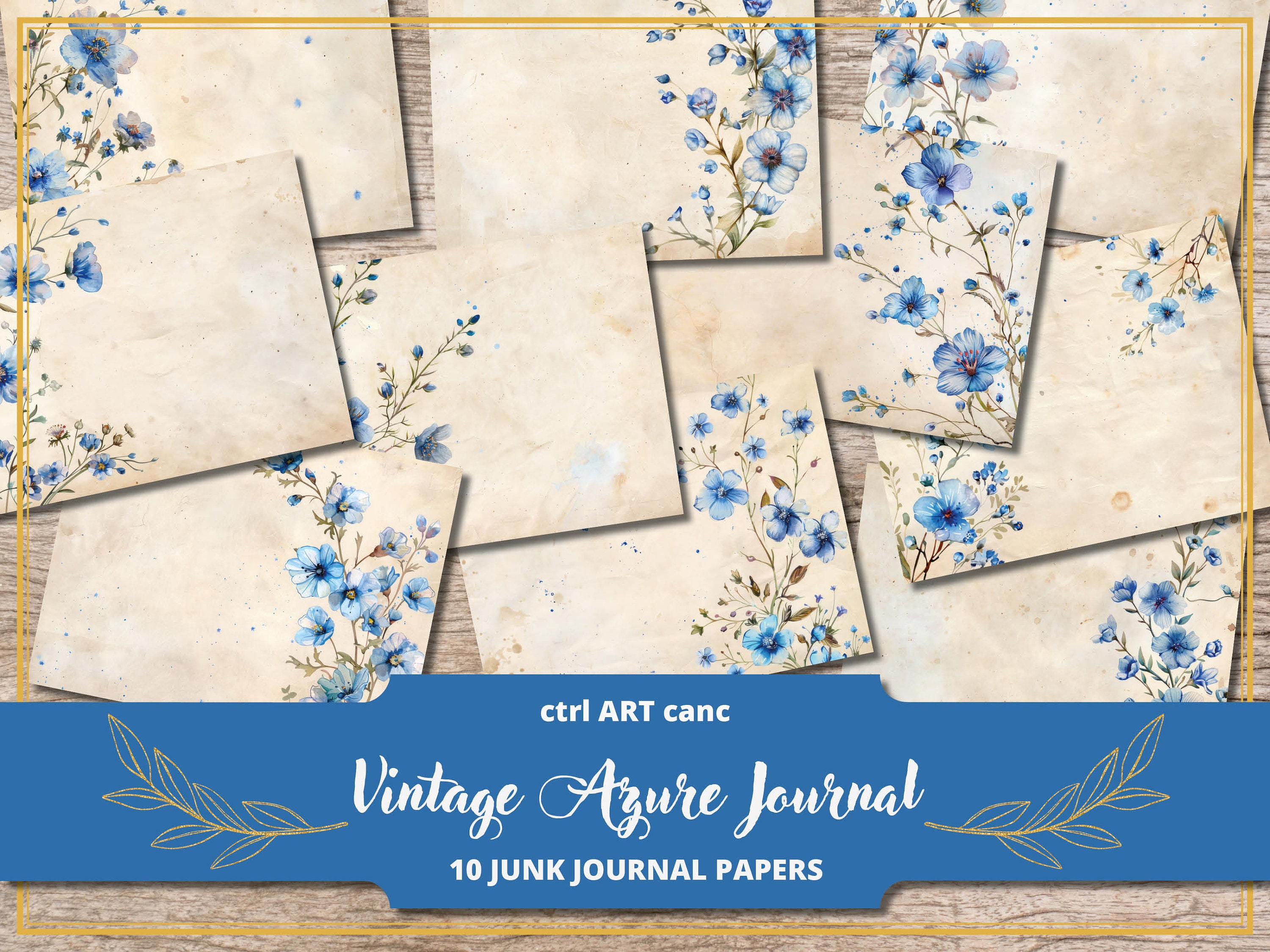 Blue and White Vintage Style Junk Journal. Garden Memories