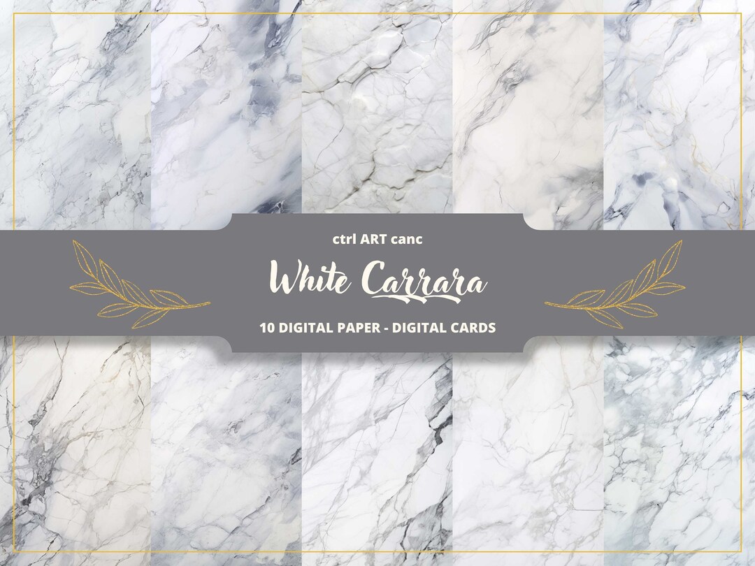 White Marble Digital Paper Carrara Marble Printable Paper for Junk ...