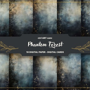 Phantom Forest Digitaal Papier, Vintage Papier, Zwart Papier, Gotisch Digitaal Papier, Oud Papier, Briefpapier, Scrapbooking, Collage, Junk Journal