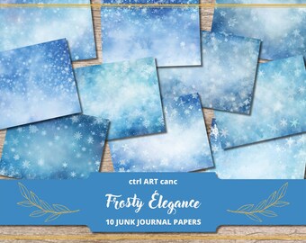 Snowflake Junk Journal Kit: Christmas Digital Paper (Printable)