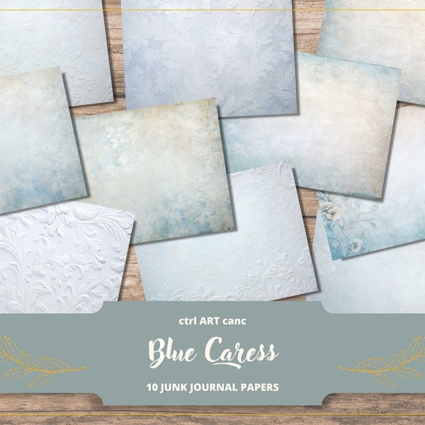 Blue Junk Journal Paper for Scrapbooking Blue Background Print Journal Digital Paper Printable Wallpaper for Scrapbook Instant download