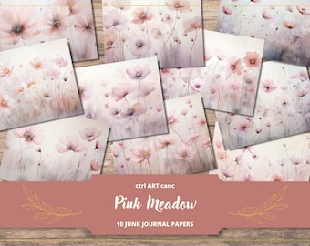 Pink Floral Junk Journal Kit: Printable Scrapbook Paper (Digital Download)