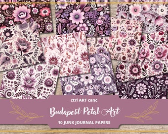 Hungarian Floral Pattern Paper: Folk Art Scrapbook Kit (Digital Paper)