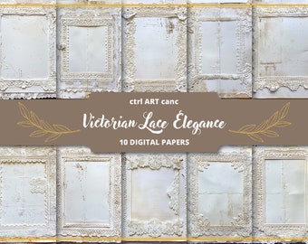 Victorian Lace Elegance Digital Paper: Vintage Scrapbook Paper (Printable)