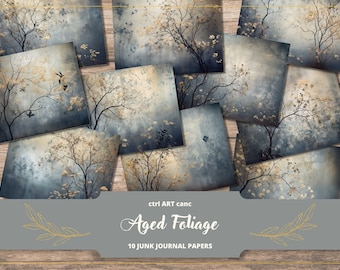 Grunge Foliage Junk Journal Kit: afdrukbaar plakboek (digitale download)