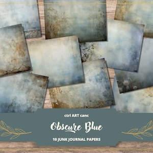 Blue Junk Journal Paper Digital Descargar Scrapbooking Kit Papel Azul Papel para Scrapbook Journal Decor Digital Journal Imprimible Papel Azul