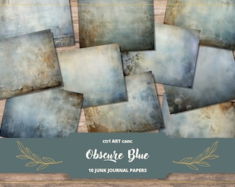 Blue Junk Journal Paper Digital Download Scrapbooking Kit Paper Blue Paper for Scrapbook Journal Decor Digital Journal Printable Blue Paper
