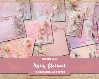 Floral Collage Paper: Pink Lace, Abstract Background (Digital Download)