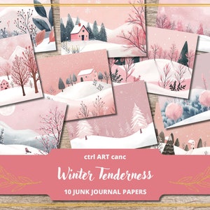 Kit de diario basura de invierno Diario de invierno Kit de álbum de recortes de invierno Ilustración de invierno Diario de nieve Papel digital de invierno Diario imprimible de invierno