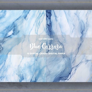 Blue Marble Digital Paper Carrara Marble Printable Paper for Junk ...