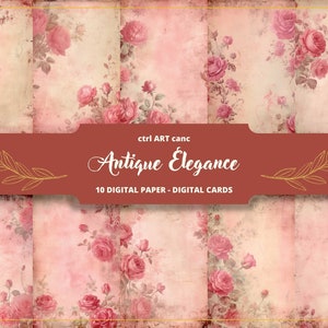 Papel digital Shabby Chic Roses, papel de diario basura, diario floral de rosas andrajosas, papel de diario, diario basura, papel antiguo, papel viejo