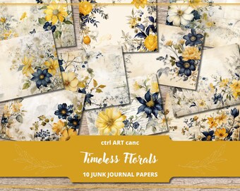 Floral Junk Journal Kit: Printable Scrapbook Paper (Digital Kit)