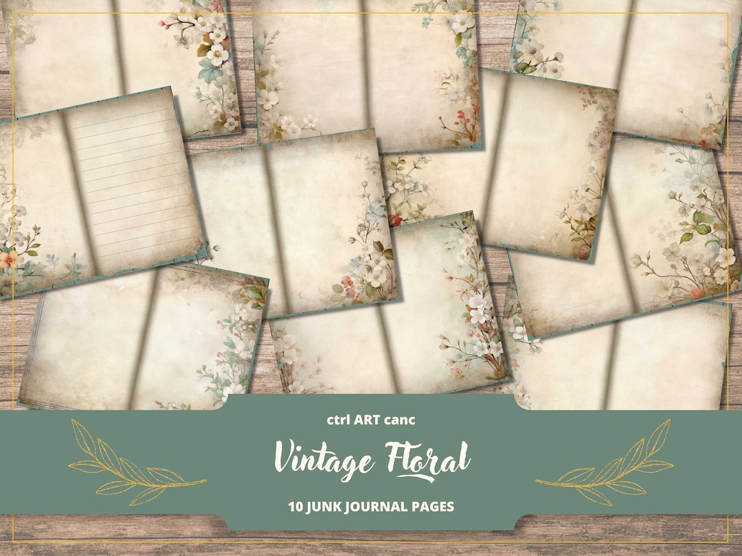 Vintage Journal Pages Printable Scrapbook Pages Floral Journal Pages