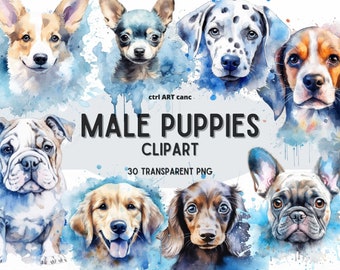 Aquarell Welpe Clipart, Hund PNG für Scrapbook (digitaler Download)
