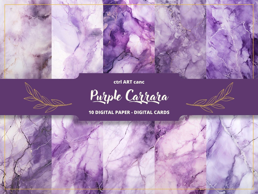 Purple Marble Digital Paper Carrara Marble Printable Paper for Junk ...