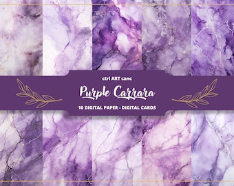 Lila Carrara Marmor Digitales Papier: Junk Journal Hintergrund (Digitaler Download)