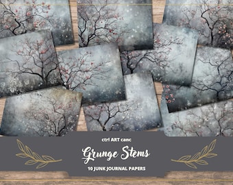 Grunge Floral Junk Journal Kit: afdrukbaar plakboek (digitale download)