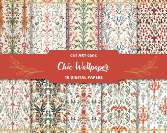 Seamless Chic Wallpaper Printable Paper Printable Wallpaper Design Digital Paper Design Printable Texture Background Vintage Background