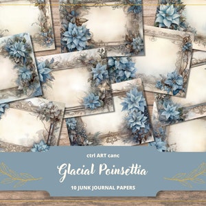 Christmas Junk Journal Kit for Scrapbook Digital Paper for Junk Journal Printable Paper Kit Poinsettia Journal Kit Scrapbook Christmas Paper