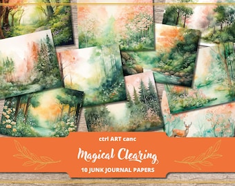 Magic Forest Junk Journal Kit: Fairy Scrapbook Paper (Digital Download)
