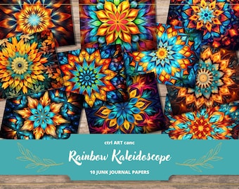 Kaleidoscope Mandala Digital Paper: Printable Junk Journal Scrapbook (Instant Download)