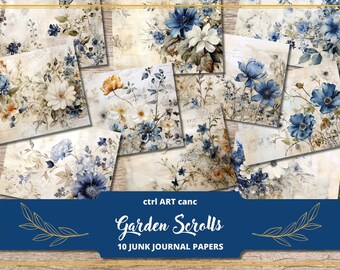 Floral Junk Journal Kit: Printable Scrapbook Paper (Digital Kit)
