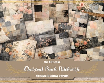 Gray Patchwork Collage Junk Journal Kit: Scrapbook Paper (Digital Kit)
