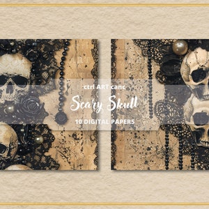 Skull Digital Paper for Junk Journal Kit Scrapbook Paper Gothic ...
