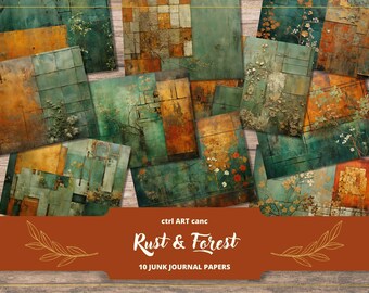 Grüne Collage Junk Journal Kit: Abstraktes Scrapbook Papier (Digitaler Download)