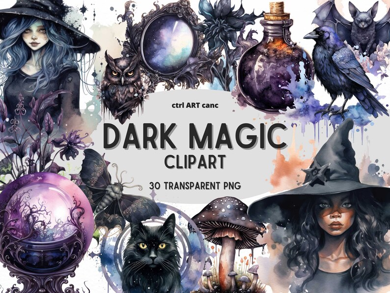 Magic Theme Design Dark Magic Clipart: Witchcraft PNG Bundle (digital Art) - Etsy