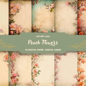 Pfirsichblumen Digitales Papier Junk Journal Florales Papier Digitales Pfirsichrosa Journal Sakura Geschenkpapier Florales Scrapbook Papier Collage Journal