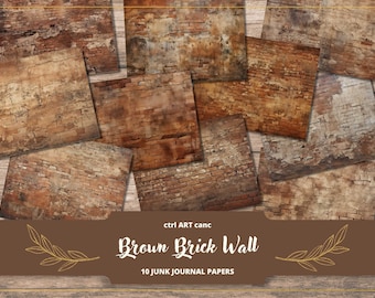 Brick Wall Texture Paper: Brown Scrapbook Pages (Digital Download)