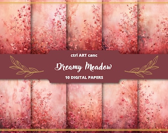 Pink Floral Digital Paper: Roses Scrapbook Kit (Digital Download)