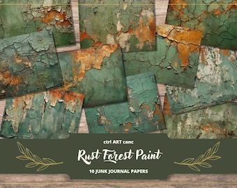 Green Paint Junk Journal Kit: Scrapbook Paper (Digital Download)
