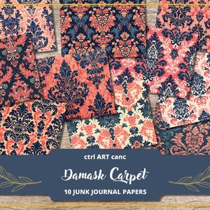 Pink Damask Junk Journal Kit Scrapbook Kit Damask Digital Paper Damask Printable Texture Damask Pattern Damask Background Damask Texture