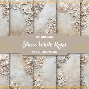 Weiße Rosen Digitales Papier-Kit Junk Journal Kit Scrapbook-Kit Druckbares Blumenpapier Rosen Scrapbook-Papier für Junk Journal kommerzielle Nutzung