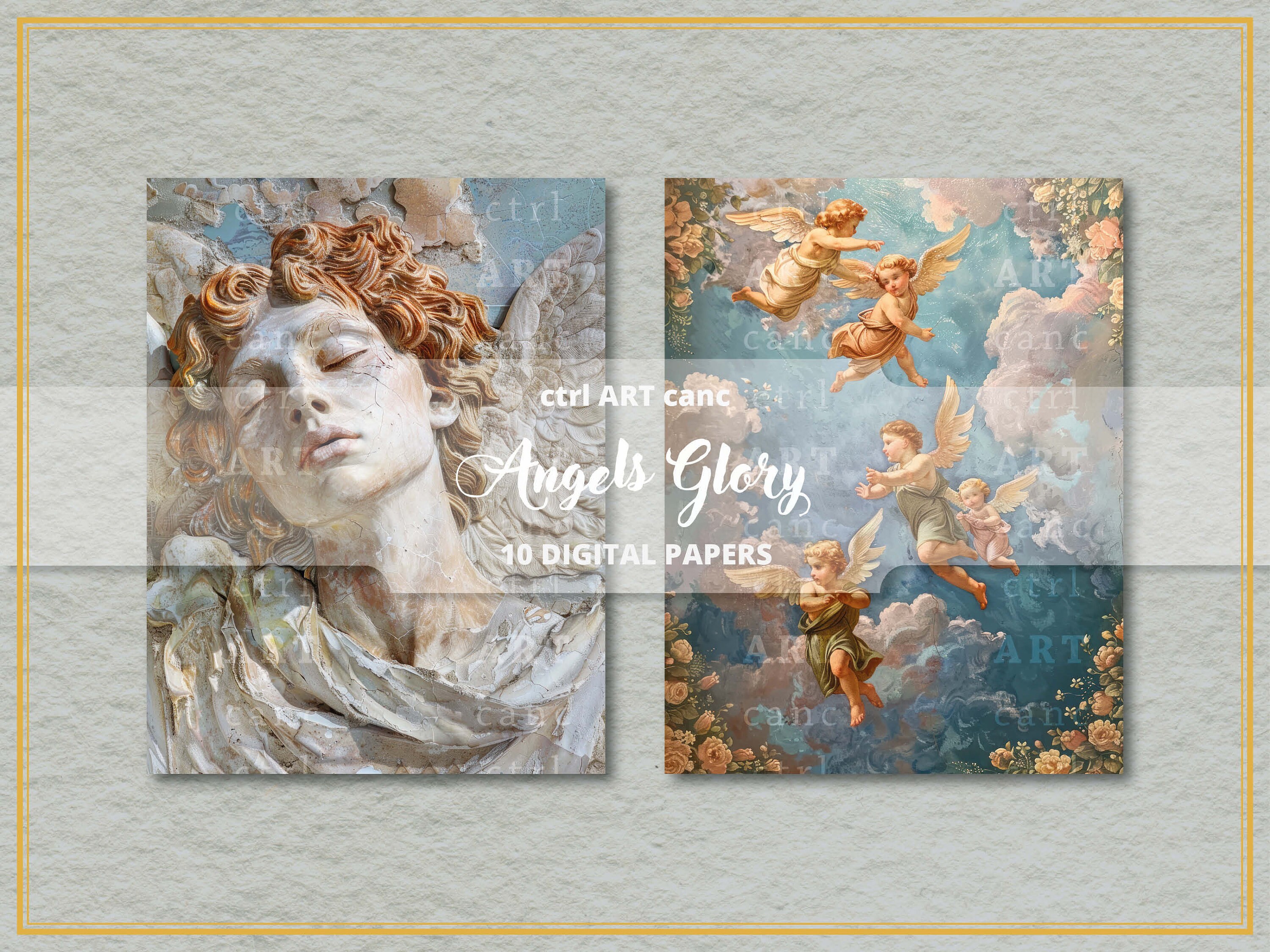 ヴィンテージの天使のフレスコ画イラスト：システィーナ礼拝堂の印刷