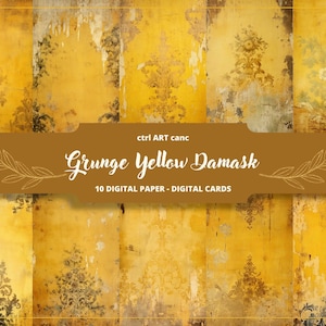 Papel digital grunge amarelo damasco, página de diário indesejado, kit para impressão, papel digital, página de diário, álbum de recortes, diário indesejado