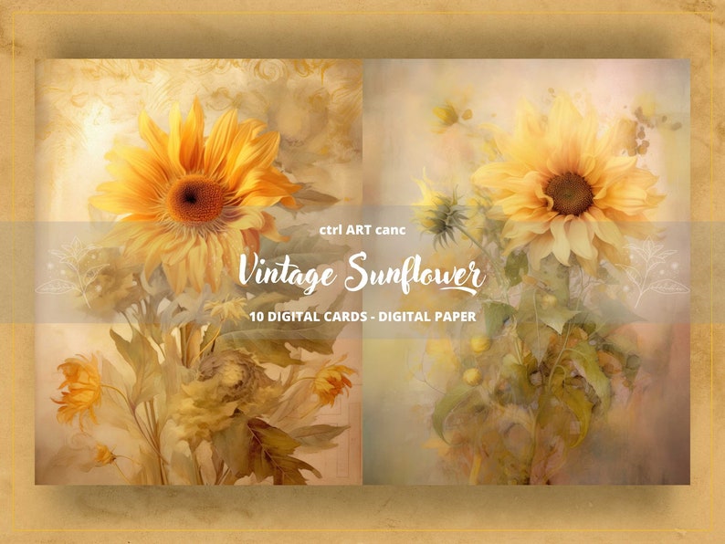 Vintage Sunflower Printable Sunflower Paper Romantic Decor - Etsy