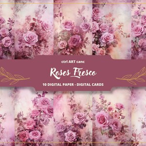 Papel digital Shabby Chic Roses, papel de diario basura, diario floral de rosas andrajosas, papel de diario, diario basura, papel antiguo, papel viejo